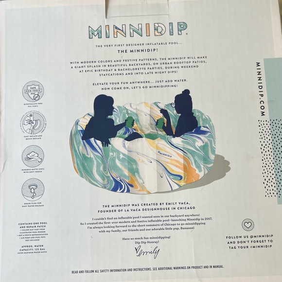 MINNIDIP Designer Inflatable 5.5’ Pool- NWT- Watercolor Swirl - Picture 4 of 6